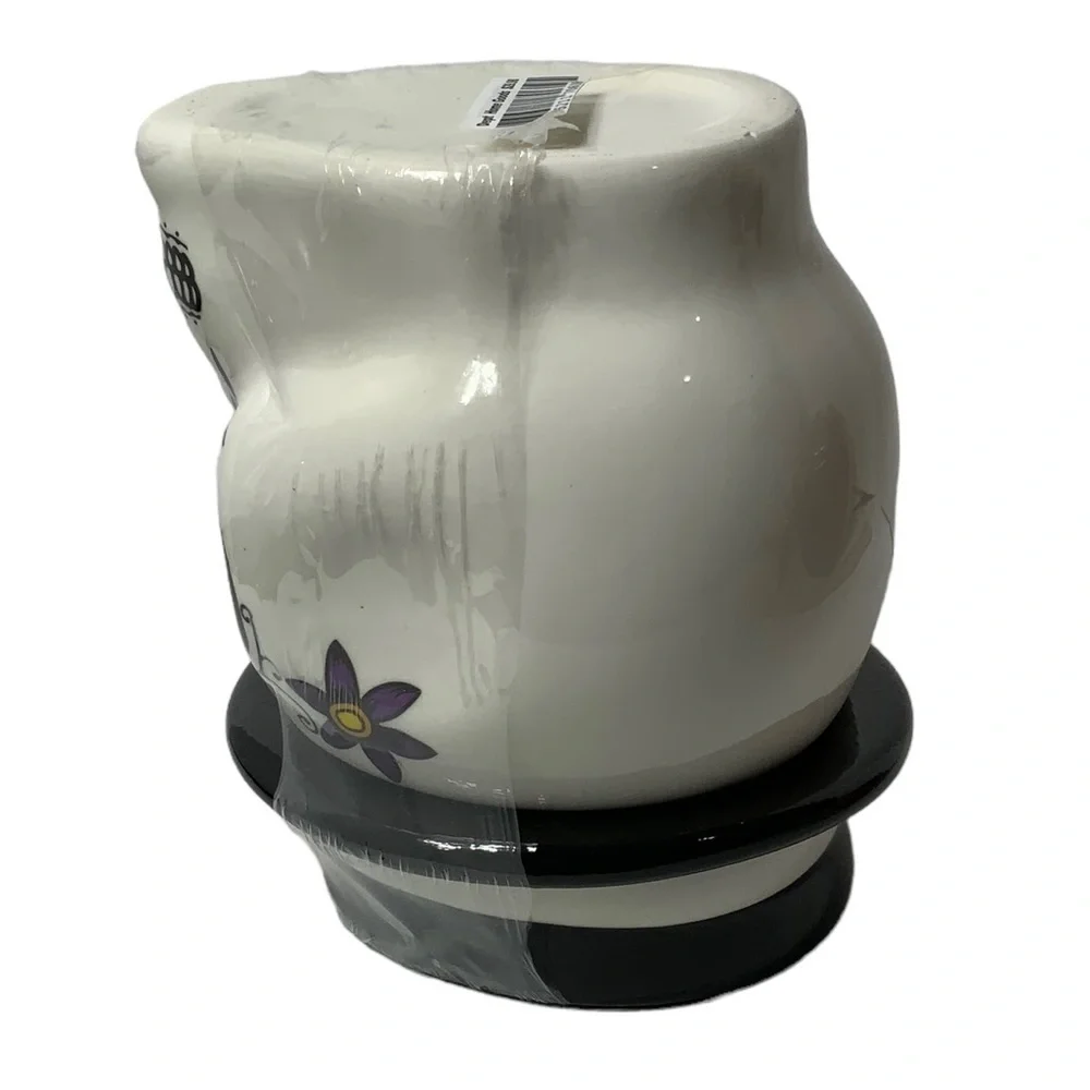 Canister Jar Sugar Skull Ceramic Hand Painted With Lid Colorful Multicolor White